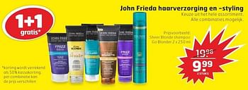 Aanbiedingen Sheer blonde shampoo go blonder - John Frieda - Geldig van 18/10/2016 tot 30/10/2016 bij Trekpleister