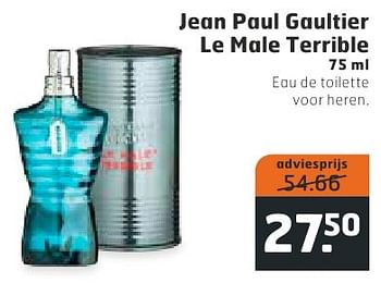Aanbiedingen Jean paul gaultier le male terrible - Jean Paul Gaultier - Geldig van 18/10/2016 tot 30/10/2016 bij Trekpleister