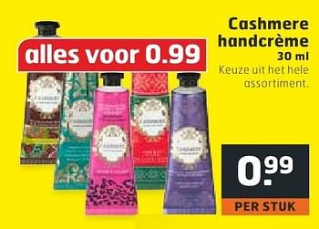 Aanbiedingen Cashmere handcrème - Huismerk - Trekpleister - Geldig van 18/10/2016 tot 30/10/2016 bij Trekpleister