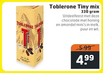Aanbiedingen Toblerone tiny mix - Toblerone - Geldig van 18/10/2016 tot 30/10/2016 bij Trekpleister