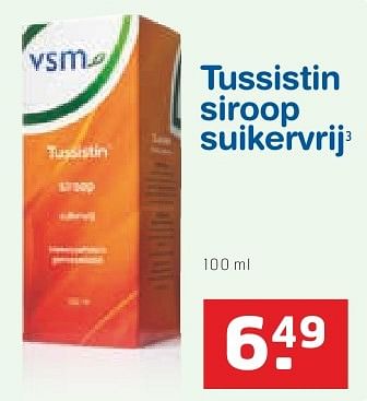Aanbiedingen Tussistin siroop suikervrij - VSM - Geldig van 18/10/2016 tot 30/10/2016 bij Trekpleister
