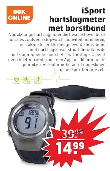 Aanbiedingen Isport hartslagmeter met borstband - Huismerk - Trekpleister - Geldig van 18/10/2016 tot 30/10/2016 bij Trekpleister