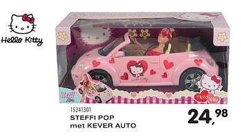 Aanbiedingen Steffi pop met kever auto - Hello kitty - Geldig van 25/10/2016 tot 06/12/2016 bij Supra Bazar