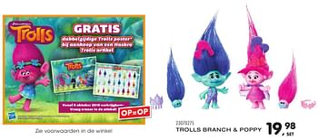 Aanbiedingen Trolls branch + poppy - Hasbro - Geldig van 25/10/2016 tot 06/12/2016 bij Supra Bazar