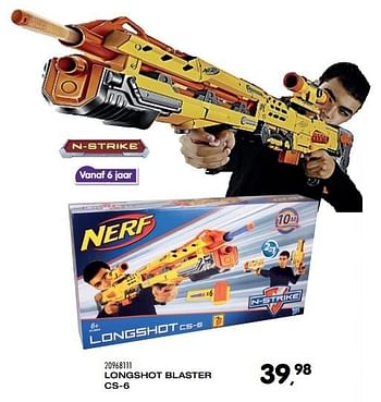 Aanbiedingen Longshot blaster cs-6 - Nerf - Geldig van 25/10/2016 tot 06/12/2016 bij Supra Bazar