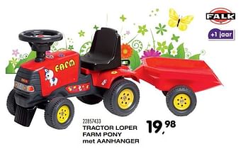 Aanbiedingen Tractor loper farm pony met aanhanger - Falk - Geldig van 25/10/2016 tot 06/12/2016 bij Supra Bazar