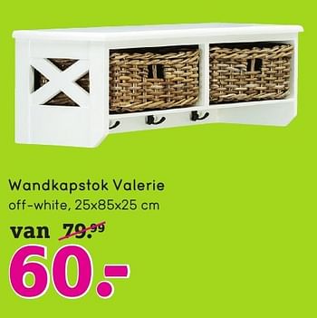 Aanbiedingen Wandkapstok valerie - Huismerk - Leen Bakker - Geldig van 17/10/2016 tot 30/10/2016 bij Leen Bakker