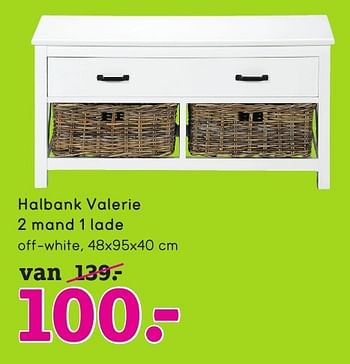 Aanbiedingen Halbank valerie 2 mand 1 lade - Huismerk - Leen Bakker - Geldig van 17/10/2016 tot 30/10/2016 bij Leen Bakker