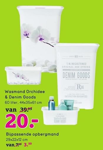 Aanbiedingen Wasmand orchidee + denim goods - Huismerk - Leen Bakker - Geldig van 17/10/2016 tot 30/10/2016 bij Leen Bakker