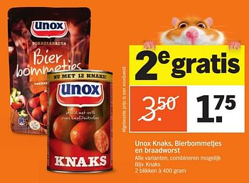 Aanbiedingen Unox knaks, bierbommetjes en braadworst - Unox - Geldig van 24/10/2016 tot 30/10/2016 bij Albert Heijn