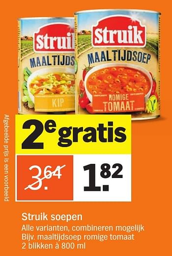 Aanbiedingen Maaltijdsoep romige tomaat - Struik - Geldig van 24/10/2016 tot 30/10/2016 bij Albert Heijn