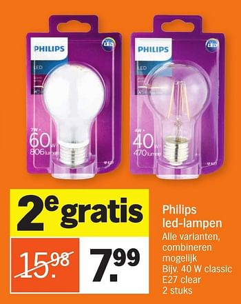 Aanbiedingen Philips led-lampen - Philips - Geldig van 24/10/2016 tot 30/10/2016 bij Albert Heijn