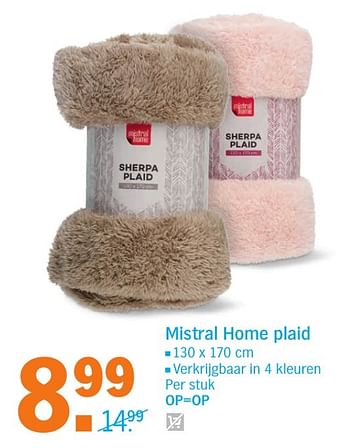 Aanbiedingen Mistral home plaid - Mistral - Geldig van 24/10/2016 tot 30/10/2016 bij Albert Heijn