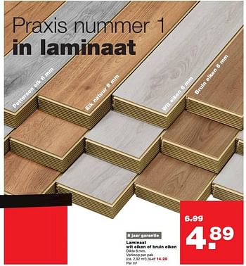 Aanbiedingen Laminaat wit eiken of bruin eiken - Huismerk - Praxis - Geldig van 24/10/2016 tot 30/10/2016 bij Praxis