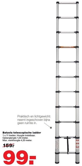 Aanbiedingen Batavia telescopische ladder - Batavia - Geldig van 24/10/2016 tot 30/10/2016 bij Praxis
