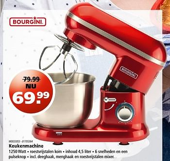 Aanbiedingen Bourgini keukenmachine - Bourgini - Geldig van 21/10/2016 tot 02/11/2016 bij Marskramer
