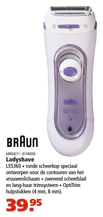 Aanbiedingen Braun ladyshave ls5360 - Braun - Geldig van 21/10/2016 tot 02/11/2016 bij Marskramer