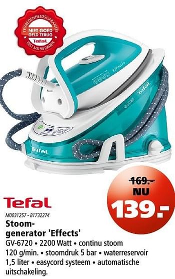 Aanbiedingen Tefal stoomgenerator effects gv-6720 - Tefal - Geldig van 21/10/2016 tot 02/11/2016 bij Marskramer