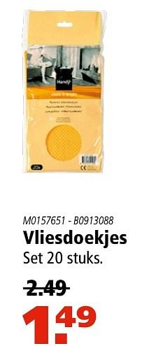 Aanbiedingen Vliesdoekjes - Handy - Geldig van 21/10/2016 tot 02/11/2016 bij Marskramer