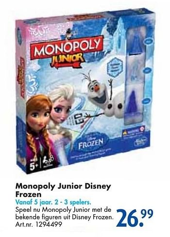 Aanbiedingen Monopoly junior disney frozen - Disney  Frozen - Geldig van 24/09/2016 tot 07/12/2016 bij Bart Smit