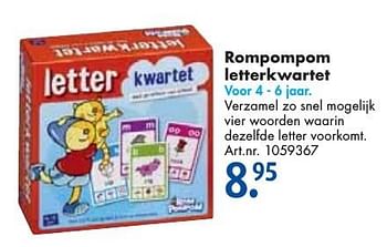 Aanbiedingen Rompompom letterkwartet - Zwijsen - Geldig van 24/09/2016 tot 07/12/2016 bij Bart Smit