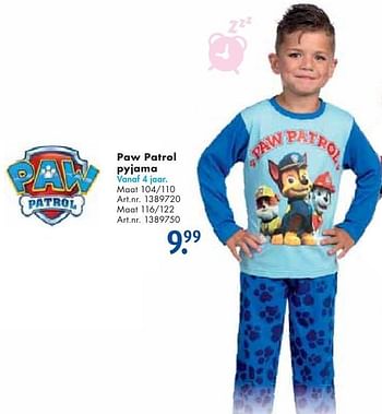 Aanbiedingen Paw patrol pyjama - PAW  PATROL - Geldig van 24/09/2016 tot 07/12/2016 bij Bart Smit
