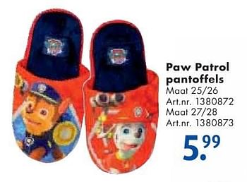 Aanbiedingen Paw patrol pantoffels - PAW  PATROL - Geldig van 24/09/2016 tot 07/12/2016 bij Bart Smit