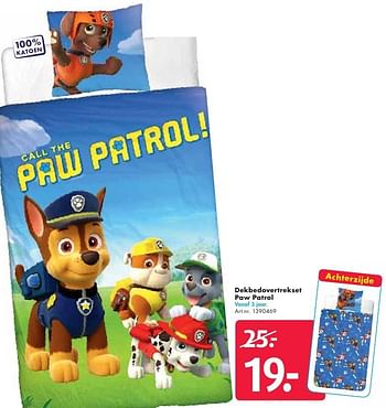 Aanbiedingen Dekbedovertrekset paw patrol - PAW  PATROL - Geldig van 24/09/2016 tot 07/12/2016 bij Bart Smit