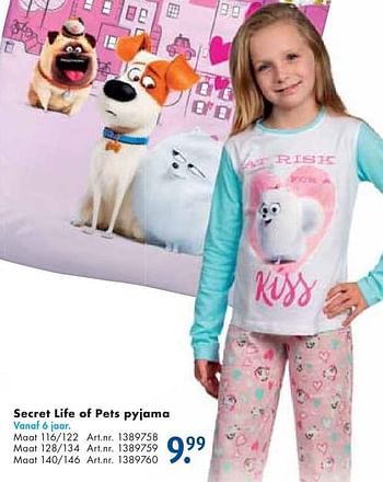 Aanbiedingen Secret life of pets pyjama - The Secret Life of Pets - Geldig van 24/09/2016 tot 07/12/2016 bij Bart Smit