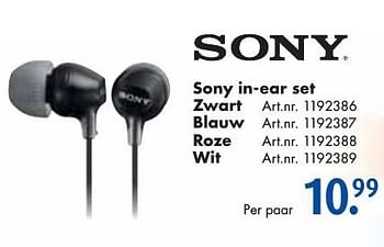 Aanbiedingen Sony in-ear set - Sony - Geldig van 24/09/2016 tot 07/12/2016 bij Bart Smit