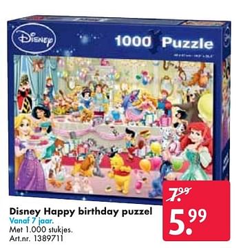 Aanbiedingen Disney happy birthday puzzel - Disney - Geldig van 24/09/2016 tot 07/12/2016 bij Bart Smit