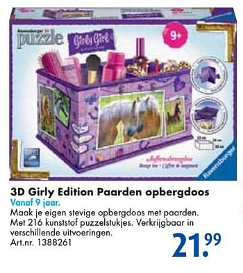 Aanbiedingen 3d girly edition paarden opbergdoos - Ravensburger - Geldig van 24/09/2016 tot 07/12/2016 bij Bart Smit