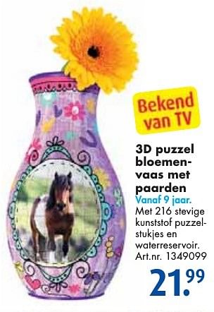 Aanbiedingen 3d puzzel bloemenvaas met paarden - Huismerk - Bart Smit - Geldig van 24/09/2016 tot 07/12/2016 bij Bart Smit