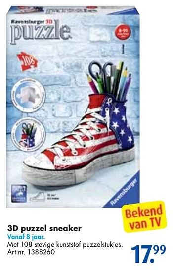 Aanbiedingen 3d puzzel sneaker - Ravensburger - Geldig van 24/09/2016 tot 07/12/2016 bij Bart Smit