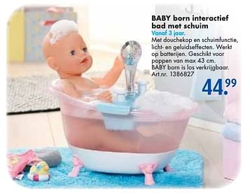 Aanbiedingen Baby born interactief bad met schuim - Baby Born - Geldig van 24/09/2016 tot 07/12/2016 bij Bart Smit