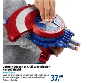 Aanbiedingen Captain america: civil war blaster reveal shield - Marvel - Geldig van 24/09/2016 tot 07/12/2016 bij Bart Smit