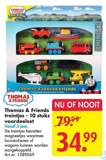 Aanbiedingen Thomas + friends treintjes - 10 stuks voordeelset - Thomas &amp; Friends - Geldig van 24/09/2016 tot 07/12/2016 bij Bart Smit