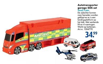 Aanbiedingen Autotransporter garage sos set - Huismerk - Bart Smit - Geldig van 24/09/2016 tot 07/12/2016 bij Bart Smit