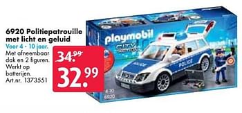 Aanbiedingen Politiepatrouille met licht en geluid - Playmobil - Geldig van 24/09/2016 tot 07/12/2016 bij Bart Smit