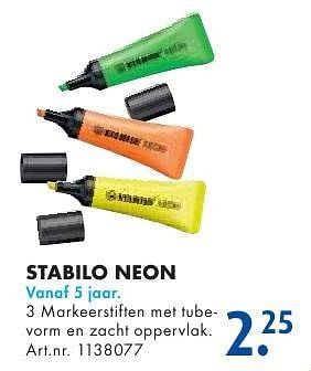 Aanbiedingen Stabilo neon - Stabilo - Geldig van 24/09/2016 tot 07/12/2016 bij Bart Smit