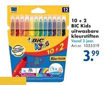 Aanbiedingen 10 + 2 bic kids uitwasbare kleurstiften - BIC - Geldig van 24/09/2016 tot 07/12/2016 bij Bart Smit