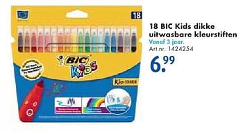 Aanbiedingen 18 bic kids dikke uitwasbare kleurstiften - BIC - Geldig van 24/09/2016 tot 07/12/2016 bij Bart Smit