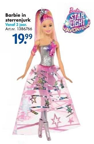 Aanbiedingen Barbie in sterrenjurk - Mattel - Geldig van 24/09/2016 tot 07/12/2016 bij Bart Smit