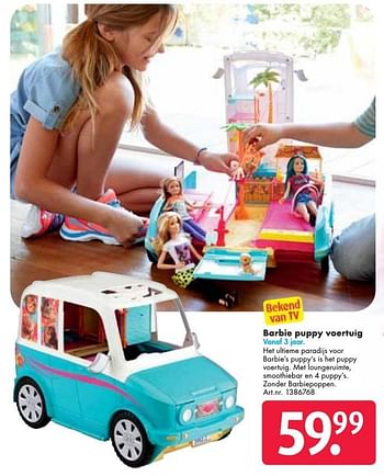 Aanbiedingen Barbie puppy voertuig - Mattel - Geldig van 24/09/2016 tot 07/12/2016 bij Bart Smit