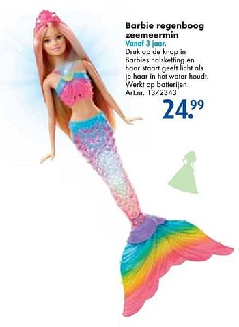 Aanbiedingen Barbie regenboog zeemeermin - Mattel - Geldig van 24/09/2016 tot 07/12/2016 bij Bart Smit