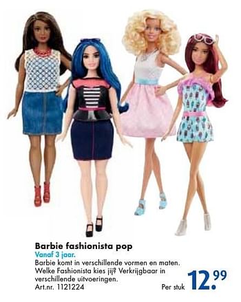 Aanbiedingen Barbie fashionista pop - Mattel - Geldig van 24/09/2016 tot 07/12/2016 bij Bart Smit