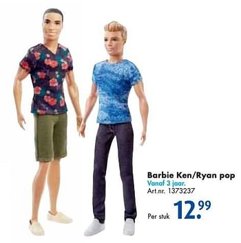 Aanbiedingen Barbie ken-ryan pop - Mattel - Geldig van 24/09/2016 tot 07/12/2016 bij Bart Smit