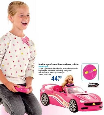 Aanbiedingen Barbie op afstand bestuurbare cabrio - Mattel - Geldig van 24/09/2016 tot 07/12/2016 bij Bart Smit