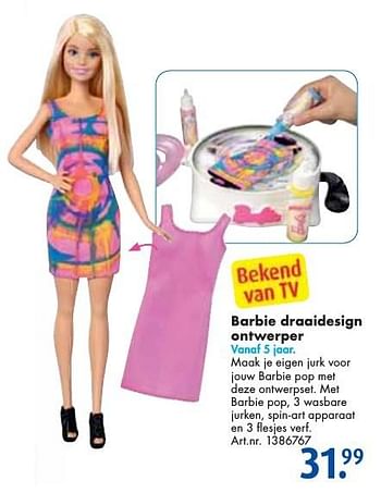 Aanbiedingen Barbie draaidesign ontwerper - Mattel - Geldig van 24/09/2016 tot 07/12/2016 bij Bart Smit