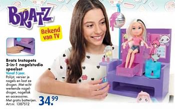 Aanbiedingen Bratz instapets 3-in-1 nagelstudio speelset - Bratz - Geldig van 24/09/2016 tot 07/12/2016 bij Bart Smit